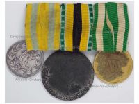 Germany WWI Set of 3 Medals (Saxony Friedrich August Medal for Merit Silver Class, Long Service Medal 1st Class, Saxe-Meiningen Medal of War Merit 1915)