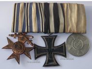 Germany WWI Bavaria Set of 3 Medals (Bavarian Cross of Merit Merenti III Cls, Iron Cross 2nd Cls. EK2, Medal for 9 (IX) Years of Faithful Military Service)