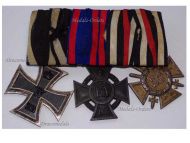 Germany WWI Set of 3 Medals (Oldenburg Friedrich August Merit Cross 2nd Class, Iron Cross, Hindenburg Cross with Swords) by DRP