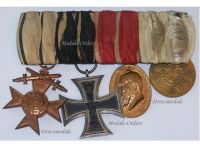 Germany WWI Bavaria Set of 4 Medals (Bavarian Cross of Merit Merenti III Class, Iron Cross, Luitpold Jubilee Army, Faithful Military Service Medal)