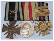 Germany WWI Set of 3 Medals (Flanders Cross with Clasps Somme, Ypres, Yser, Flandernschlacht, Hindenburg Cross, Baden Silver Merit Medal)