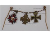 Germany Bulgaria WWI Set of 3 Medals (Iron Cross & Oldenburg Friedrich August Merit Cross 2nd Class, Bulgarian Order of Bravery 4th Class 2nd Grade)