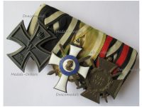 Germany WWI Set of 3 Medals (Saxon Order of Albrecht Knight's Cross with Swords 1910 by Scharfenberg, Iron Cross 2nd Class, Hindenburg Cross by BHL)