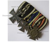Germany WWI Set of 3 Medals (Brunswick Ernst August Cross 2nd Class EA2, Iron Cross 2nd Class EK2 by Maker KO, Hindenburg Cross with Swords Marked WK)