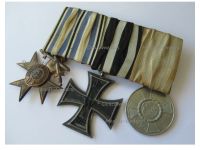 Germany WWI Bavaria Set of 3 Medals (Bavarian Cross of Merit Merenti III Class, Iron Cross, Medal for IX Years of Faithful Military Service) by DRGM