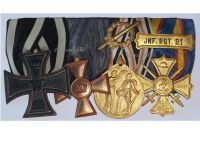 Germany WWI Set of 4 Medals (Iron Cross 2nd Class EK2, Prussian Military Cross for 15 Years of Service, WW1 Medal of the German Legion of Honor, Regimental Commemorative Cross of the 21st Infantry Regiment)