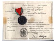 Germany Bavaria WWI Golden Wedding Anniversary Medal of King Ludwig III & Queen Maria Theresia Christmas 1918 by Boersch with Diploma Dated 1923