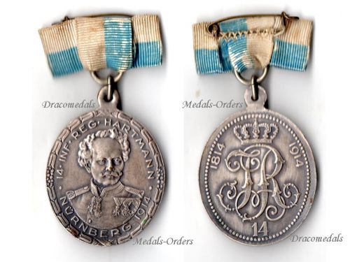 Germany WWI Bavaria Centennial Medal of the 14th Royal Bavarian Infantry Regiment Hartmann 1814 1914