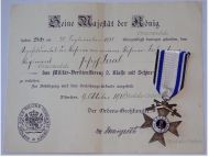 Germany WWI Bavaria Merenti Cross of Military Merit 2nd Class with Swords with Diploma to Infantry NCO Dated 1918