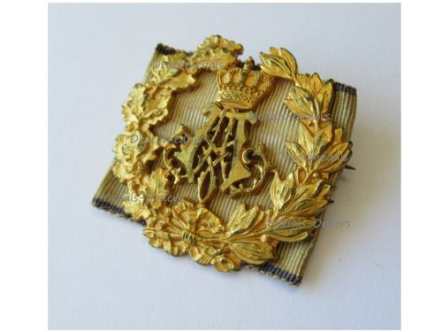 Germany WWI Bavaria Prince Alfons Service Commemorative Gold Badge on Shooting Performance Ribbon by Heinloth Marked DRGM