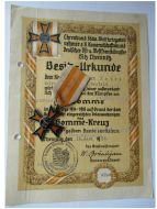 Germany WWI Somme Cross 1914 1918 1st type by Fleck & Sohn with Diploma to NCO