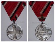 Germany WWI Prussia Red Cross Service Medal 3rd Class in Steel on Trifold Ribbon
