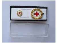 Germany German Red Cross Gold Honor Badge for 50 Years Active Membership with Miniature Boxed 1990s