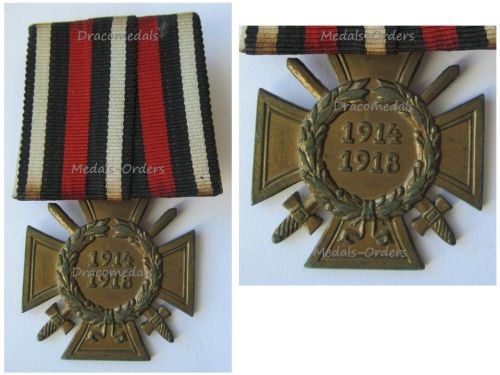 Germany WWI Hindenburg Cross with Swords for Combatants on Single Bar