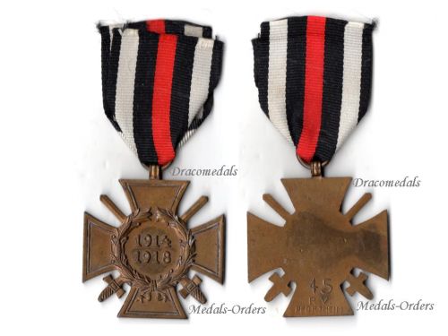 Germany WWI Hindenburg Cross with Swords for Combatants Maker RV 45 Pforzheim