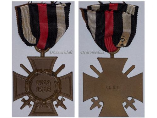 Germany WWI Hindenburg Cross with Swords for Combatants Maker St.&L.