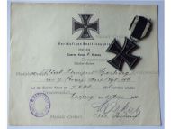 Germany WWI Iron Cross 1914 2nd Class EK2 by Maker KAG with Diploma to the 106th Infantry Regiment King Georg