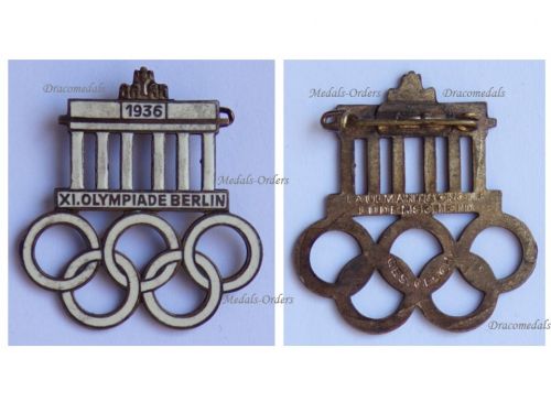 Germany WWII XI Olympiad Badge Berlin 1936 Summer Olympics by Paulmann & Crone