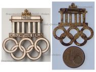 Germany WWII XI Olympiad Badge Berlin 1936 Summer Olympics by Wilhelm Deumer