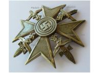 NAZI Germany WWII Spanish Cross in Gold with Swords for the Condor Legion of the Spanish Civil War 1936 1939 by C. E. Juncker in Silver 900 