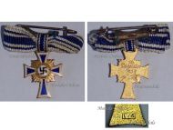 NAZI Germany WWII Mother's Cross 1938 Gold Class 2nd Type 1939 Marked L/15 by Otto Schickle MINI
