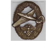 Germany WWII NSFK Badge for Powered Aircraft Pilots 2nd Type 1939 National Socialist Flyers Corps Marked 22639 Ges Gesch