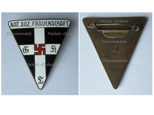Germany WWII Badge of the National Socialist Women's League Large Type by RZM 46 Alfred Stubbe