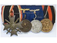 Germany WWII Set of 4 Medals (Military Cross for War Merit with Swords 1939 2nd Class, Long Service Medal 3rd & 4th Class with Eagle for the Wehrmacht & the Navy, Sudetenland Medal)