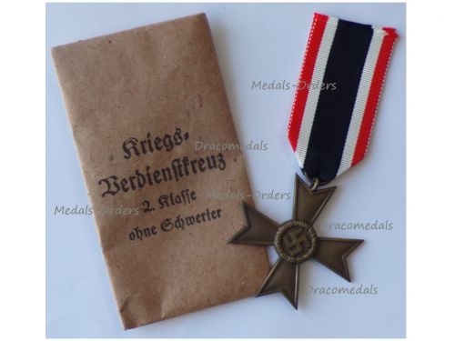 Germany WWII Military Cross for War Merit without Swords 2nd Class 1939 with Envelope of Issue by Maker 1 Deschler & Sohn