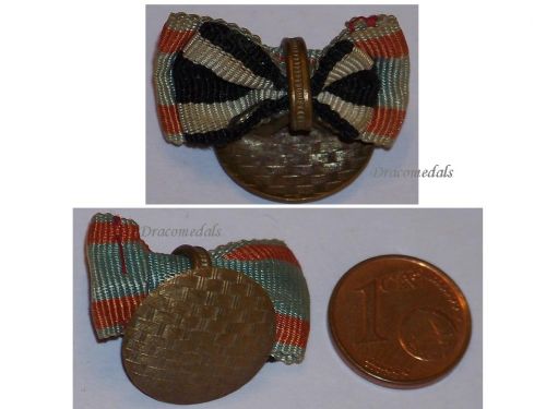 Germany WWI Ribbon Lapel Pin Boutonniere of 2 Medals Hesse Bravery Tapferkeit Medal, Iron Cross 1914