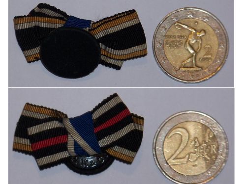 Germany Prussia Ribbon Lapel Pin Boutonniere of 3 Medals (Koniggratz Cross 1866, Franco Prussian War Medal 1870, Long Service Decoration 2nd Class) by CW & Co Solide