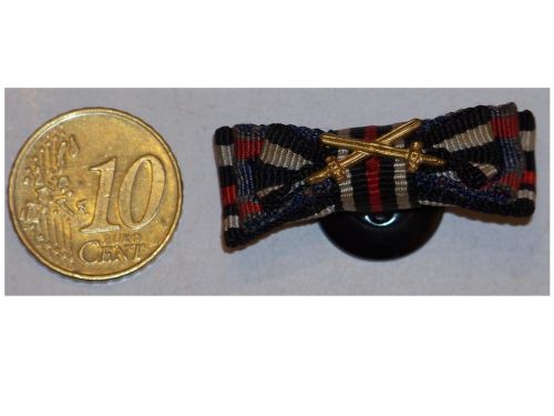 Germany WWI Ribbon Lapel Pin Boutonniere of 3 Medals: Oldenburg Friedrich August's Merit Cross, Iron Cross 1914, Hindenburg Cross