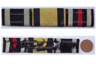 Germany WWI Ribbon Bar of 3 Medals (Wurttemberg Medal for Bravery, Loyalty and Military Merit Tapferkeit, Iron & Hindenburg Cross)