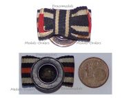 NAZI Germany Croatia Ribbon Lapel Pin Boutonniere 3 Medals (WWI Iron Cross, Hindenburg Cross, WWII Order of King Zvonimir)