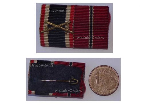 NAZI Germany WW2 War Merit Cross Swords Eastern Front Medal Ribbon Bar WWII German Barbarossa 1941