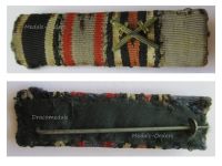 Germany WWI Ribbon Bar of 3 Medals (Iron & Hindenburg Cross, Hesse General Decoration, Prussian Long Military Service Cross)