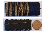 Germany WWI Ribbon Bar of 3 Medals (Iron & Hindenburg Cross, Prussian Military Cross for Long Service for XV 15 Years)