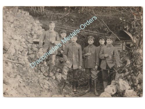 Germany WWI Group Photo, German Soldiers, Dugout Entrance