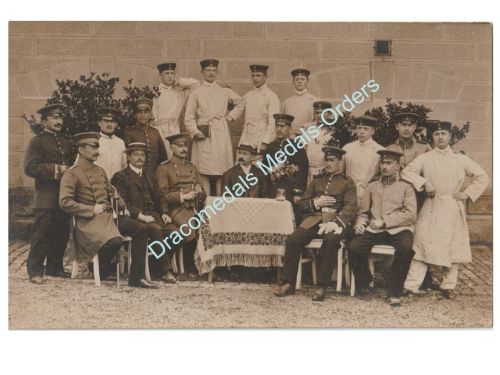 Germany WWI Photo Military Hospital, Officers with Swords, Doctors, Medics