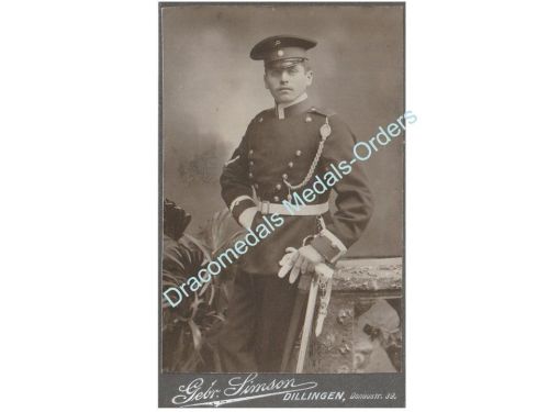 Germany WWI Cabinet Photo of German NCO in full Dress Uniform with Cap, Sword & Gloves