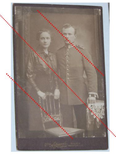 Germany Prussia WWI Cabinet Photo NCO & Wife 4th Grenadier Guard Kaiserin Augusta Regiment with Iron Cross Ribbon by Atelier Elegantz