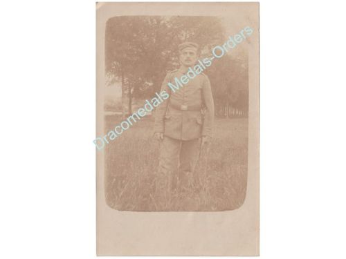 Germany WWI Portrait Photo German Soldier in Full Uniform, Postcard 1916