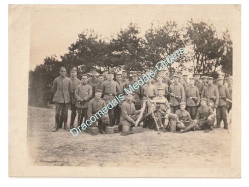 Germany WWI Photo Maxim MG08 Machine Gun MG Platoon, Officer, Iron Cross, Pistol Holster, Ammo Box