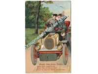 Germany WWI Romantic Postcard Automobile, "Sonda Song", Cancellation Clenze 1916