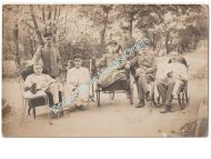 Germany WWI Photo Wounded Soldiers in Recovery Unit or Military Hospital, Military Post Stamp Bernburg 1918