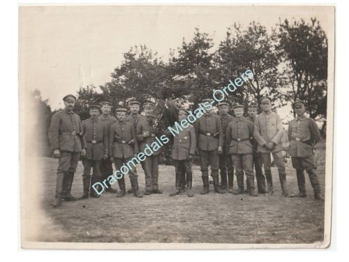 Germany WWI Group Photo Officer, NCOs, Soldiers, Horse, Iron Cross 1st Class, Pistols