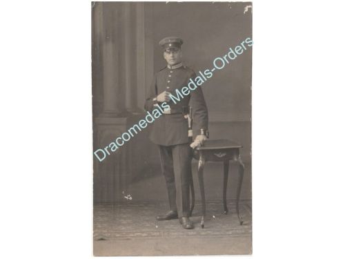 Germany WWI Studio Photo of German NCO, Garde Infantry Regiment, full Dress Uniform with Cap, Dagger & Gloves