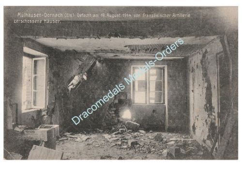 Germany WWI Propaganda Postcard, Mulhausen Dornach, Shelled House by the French Artillery 1914, Feldpost 1915