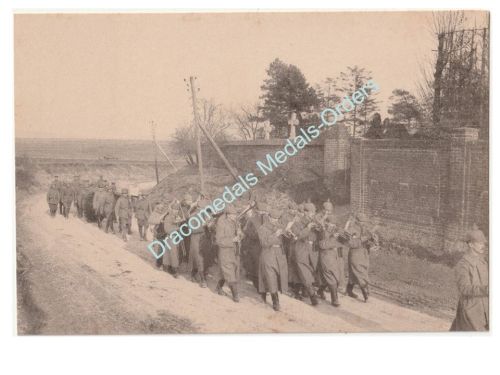 Germany WWI Propaganda Postcard, Officer's Funeral March, Band, Spiked Helmets, 1917