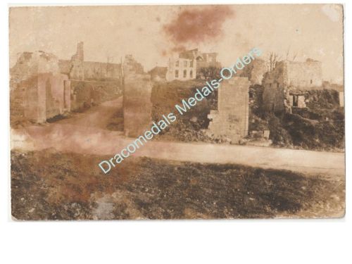 Germany WWI Propaganda Postcard, Destroyed Village, Feldpost 1917, Artillerie Munition Kolonne 23